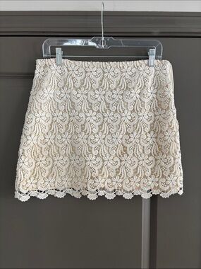 Zara Cream Floral Lace Mini Skirt